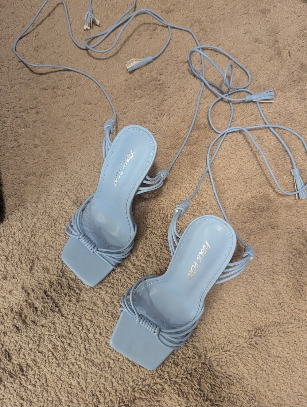 Public Desire Blue Lace-Up Wide Fit High Heel Sandals